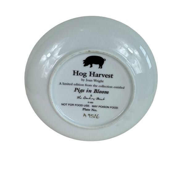 Hog Harvest By Joan Wright Pigs In Bloom The Danbury Mint Collectible Plate - Picture 3 of 3